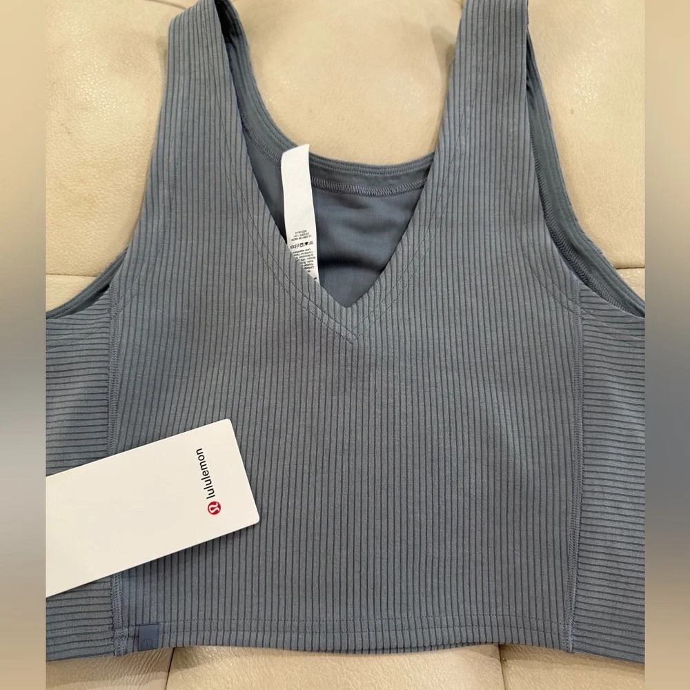 lululemon athletica Ribbed Cropped Tank Top in Light Gray